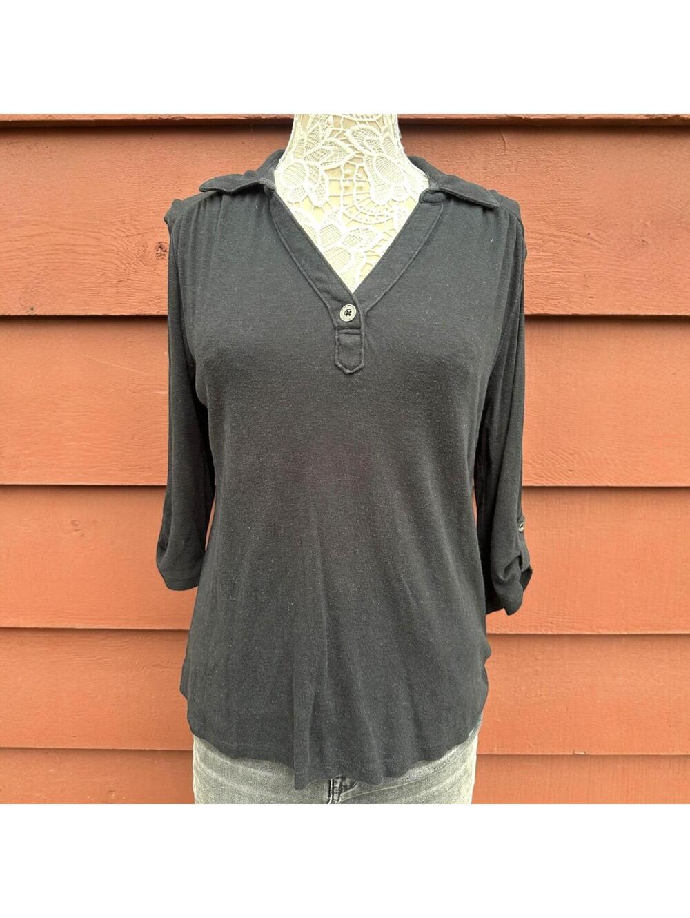 Sonoma Black Roll‎ Tab Sleeve Henley